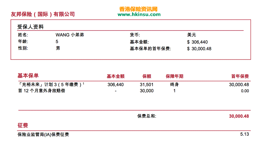 香港友邦（AIA）美元储蓄计划-充裕未来3案例分享（4） 2