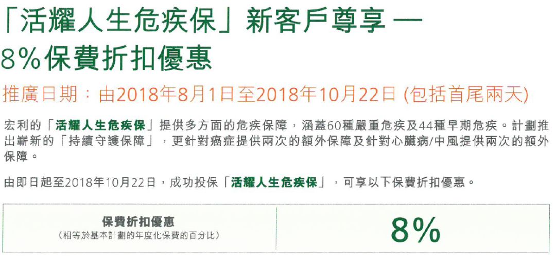 香港宏利保险最新产品优惠(8月1日-10月22日)