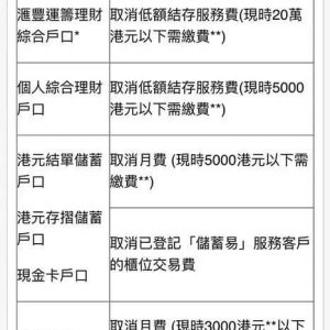 香港银行开户：香港汇丰银行将取消年费及最低结余费！
