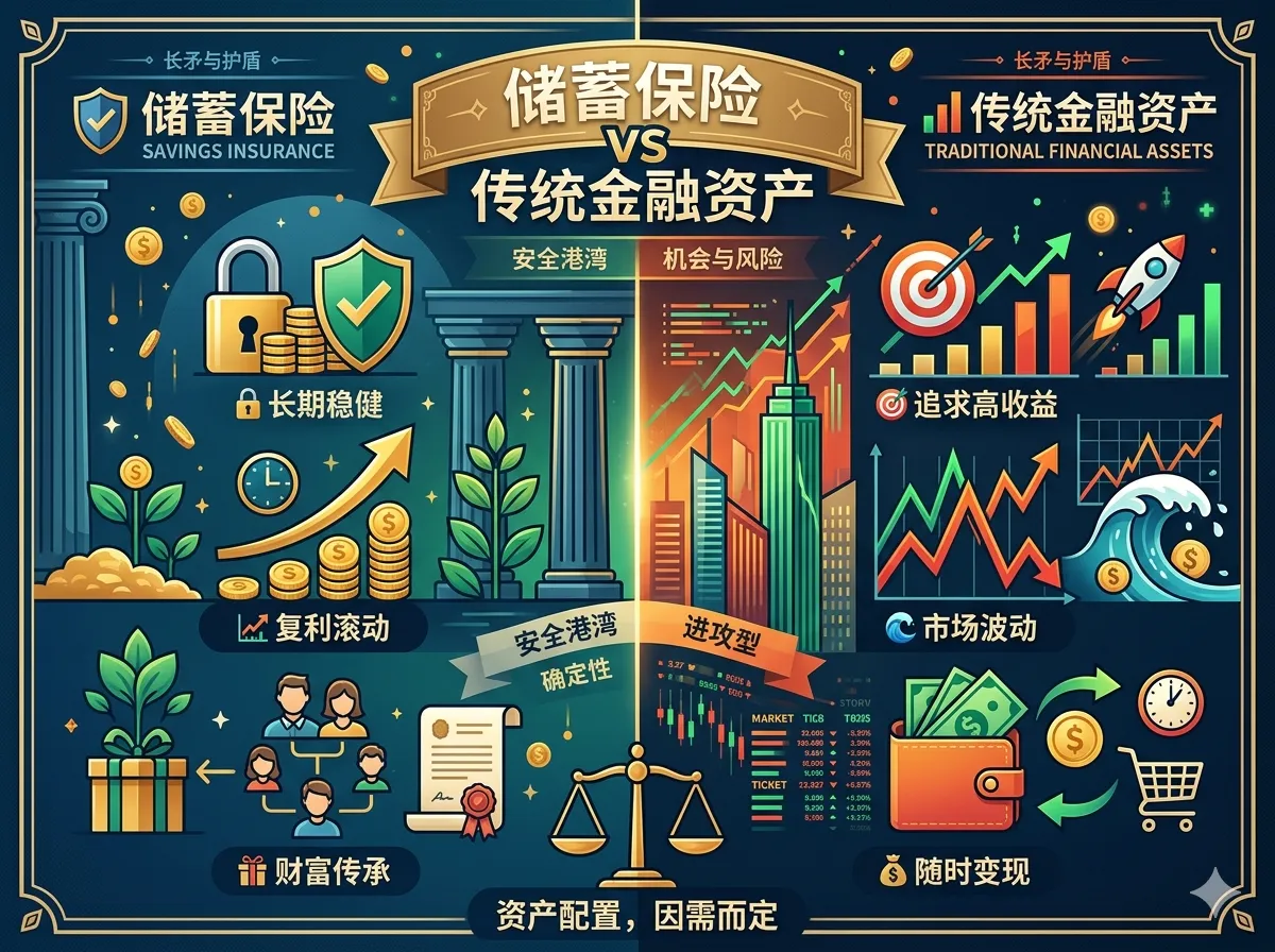 传统金融资产 vs 储蓄保险