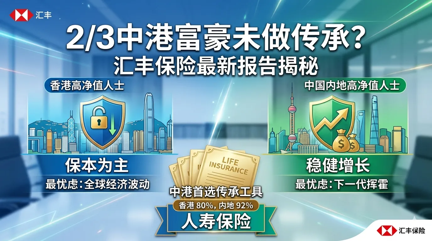 汇丰保险传承报告解密：为何人寿保险（香港80%、内地92%）打败传统遗嘱成为跨代传承首选？